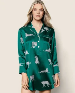 Women Petite Plume Women's Silk Nightshirt in Panthere de Luxe