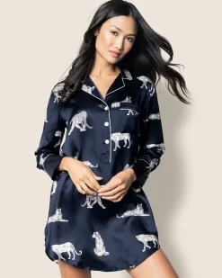 Women Petite Plume Women's Silk Nightshirt in Panthere de Luxe