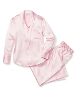 Women Petite Plume Women's Silk Pajama Set in Pink