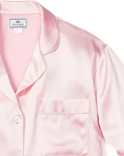 Women Petite Plume Women's Silk Pajama Set in Pink