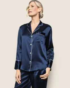 Women Petite Plume Women's Silk Pajama Set in Pink