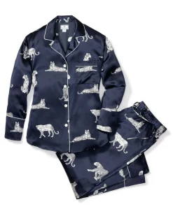 Women Petite Plume Women's Silk Pajama Set in Panthère de Nuit