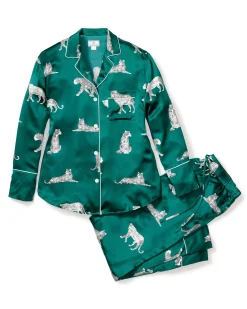 Women Petite Plume Women's Silk Pajama Set in Panthere De Luxe
