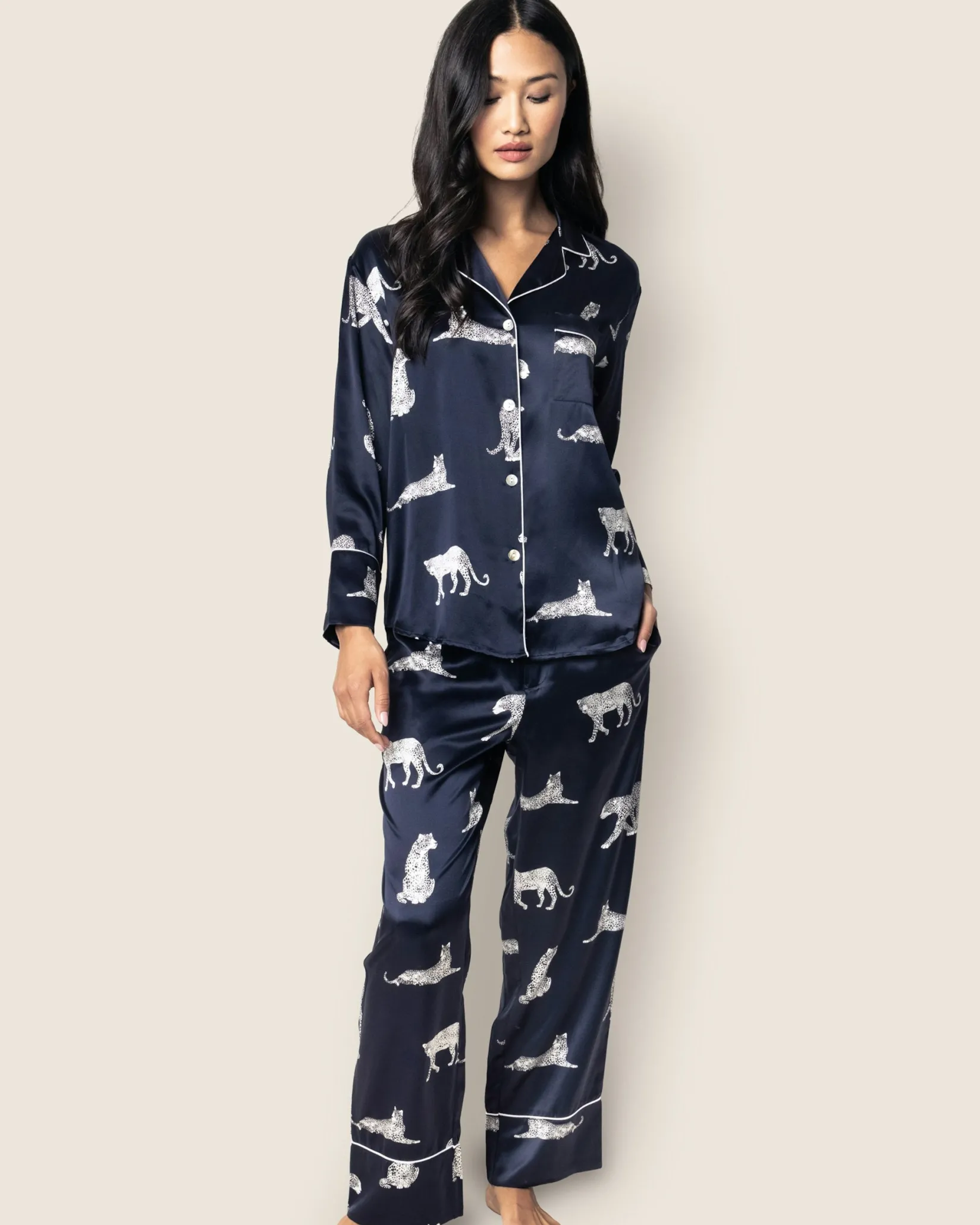 Women Petite Plume Women's Silk Pajama Set in Panthere De Luxe