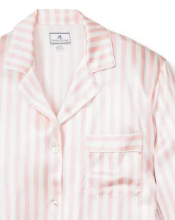Women Petite Plume Women's Silk Pajama Set in Pink Stripe