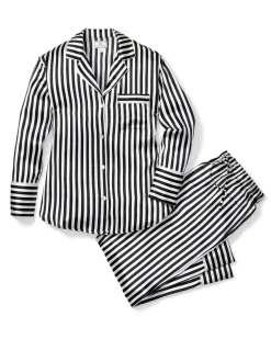 Women Petite Plume Women's Silk Pajama Set in Pink Stripe