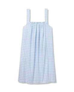 Women Petite Plume Women's Twill Annabelle Nightgown in Light Blue Gingham