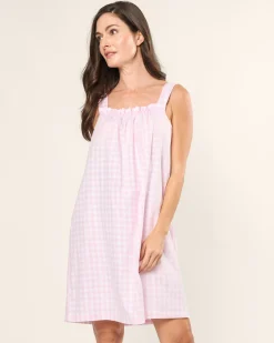 Women Petite Plume Women's Twill Annabelle Nightgown in Pink Gingham