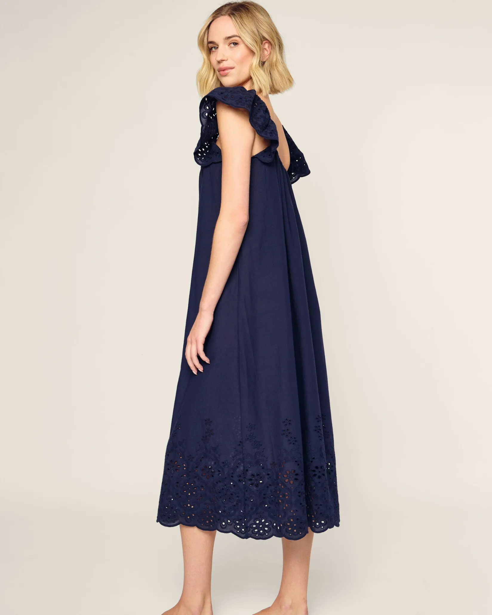 Women Petite Plume Women's Twill Ava Nightgown in Navy