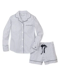 Women Petite Plume Women's Twill Pajama Long Sleeve Short Set In
