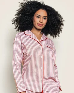 Women Petite Plume Women's Twill Pajama Set in Antique Red Ticking