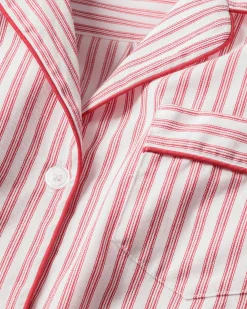Women Petite Plume Women's Twill Pajama Set in Antique Red Ticking
