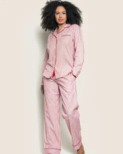Women Petite Plume Women's Twill Pajama Set in Navy French Ticking
