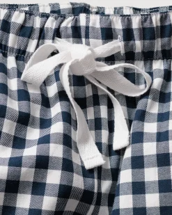 Women Petite Plume Women's Twill Pajama Set in Navy Gingham