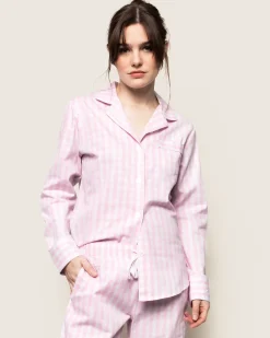 Women Petite Plume Women's Twill Pajama Set in Navy Gingham