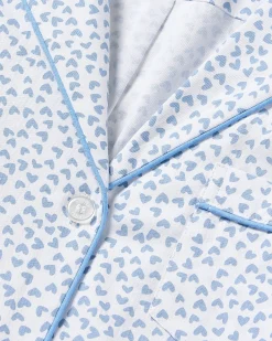 Women Petite Plume Women's Twill Pajama Set in Bluehearts