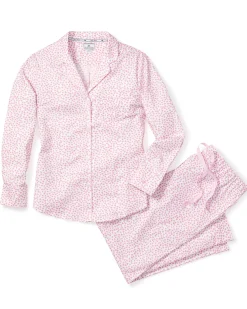 Women Petite Plume Women's Twill Pajama Set in Bluehearts
