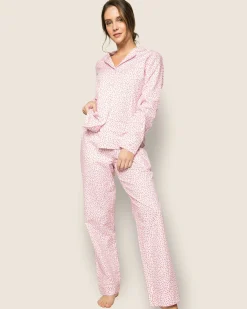 Women Petite Plume Women's Twill Pajama Set in Bluehearts