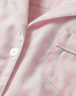 Women Petite Plume Women's Twill Short Sleeve Short Set in Pink Gingham
