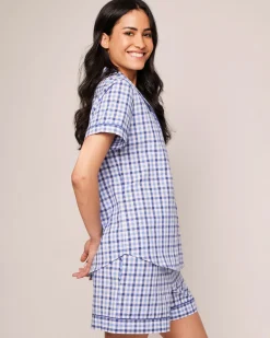 Women Petite Plume Women's Twill Short Sleeve Short Set in Pink Gingham