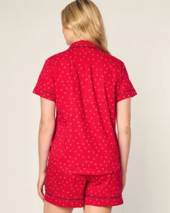 Women Petite Plume Women's Twill Short Sleeve Short Set in Anchors Away