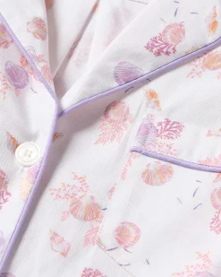 Women Petite Plume Women's Twill Short Sleeve Short Set in Seashell Splendor