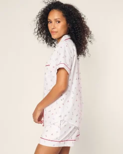 Women Petite Plume Women's Twill Short Sleeve Short Set in Seashell Splendor